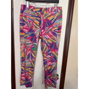 Cappagallo Colorful Print Cropped Pants Tropical Casual‎ Career Size 10